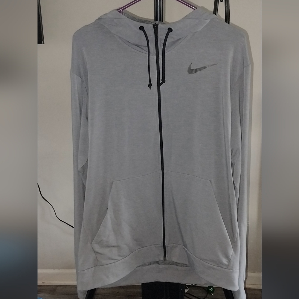 Nike Jacket Mens Size Large Gray Thermal Fleece Long SleeveHand PocketsFull Zip